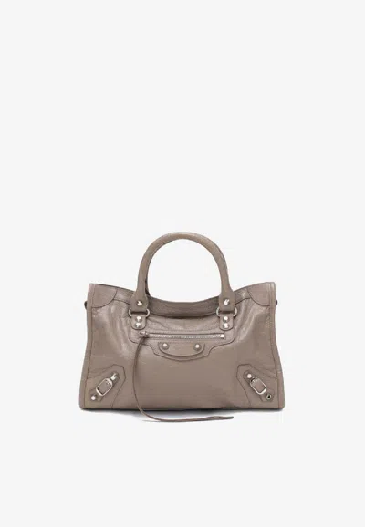 Balenciaga Small Le City Nappa Leather Tote Bag In Sand
