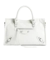 Balenciaga Small Le City Leather Tote Bag In White