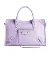 Balenciaga Le City Small Embellished Textured-leather Tote In Light Purple
