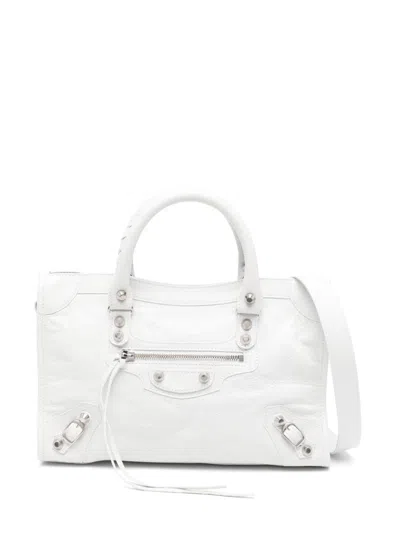 Balenciaga Small Le City Leather Tote Bag In 白色