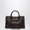 Balenciaga Le City Small Embellished Textured-leather Tote In Brown