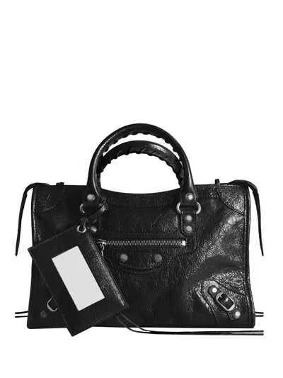 Balenciaga Small Le City Leather Tote Bag In Black