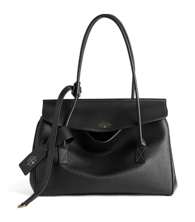 Balenciaga Small Leather Carrie Carry All Shoulder Bag In Black
