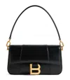 Balenciaga Hourglass Croc-effect Patent-leather Shoulder Bag In Black
