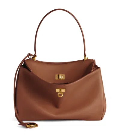 Balenciaga Small Leather Rodeo Shoulder Bag In Brown