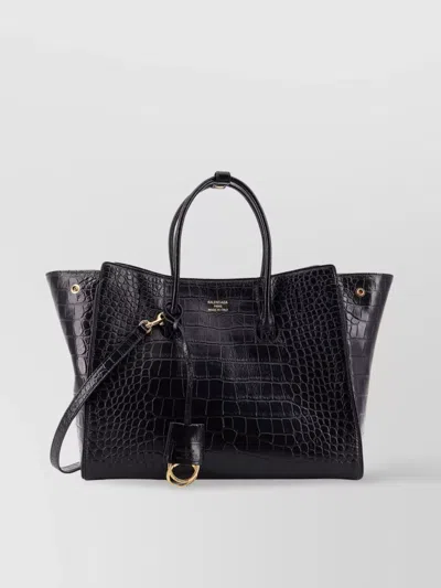 Balenciaga Small Leather Shoulder Bag With Croco Effect