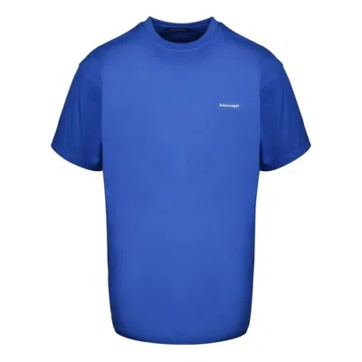 Balenciaga Small Logo Print Cotton T-shirt 'blue'