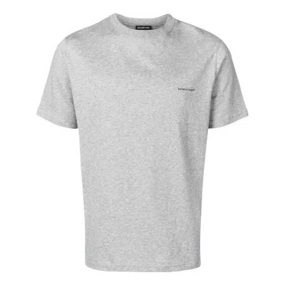 Balenciaga Small Logo Print Cotton T-shirt 'grey' In Gray
