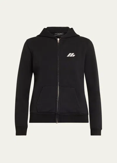 BALENCIAGA SMALL LOGO ZIP-UP HOODED JACKET