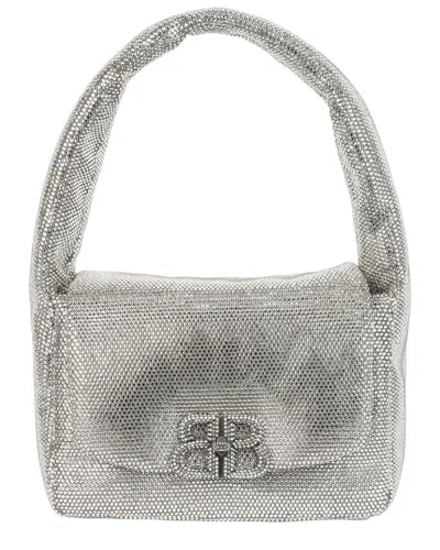 Balenciaga Small Monaco Leather Sling Bag In Strass In Silver