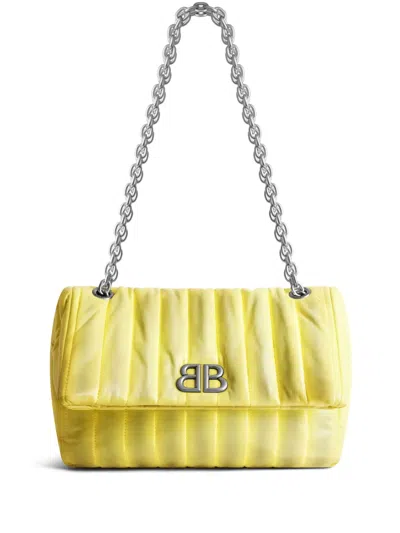 Balenciaga Small Monaco Leather Shoulder Bag In Yellow