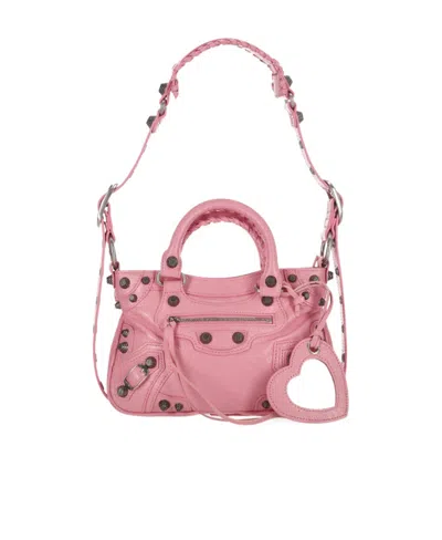 Balenciaga Small Neo Cagole Leather Tote Bag In Pink