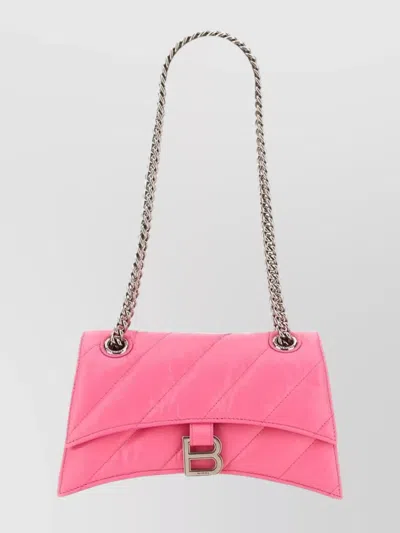 Balenciaga Small Crush Quilted Chain Shoulder Bag In Pink