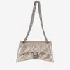 Balenciaga Crush Small Quilted Metallic Chain Shoulder Bag In Stone Beige