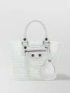 Balenciaga White Raffia Small Le Cagole Panier Handbag In White