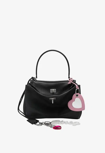 Balenciaga Small Rodeo Calf Leather Bag In Black