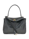 Balenciaga Small Rodeo Crocodile-embossed Shoulder Bag In Black