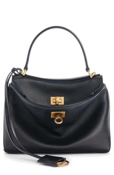Balenciaga Small Rodeo Leather Handbag In Black