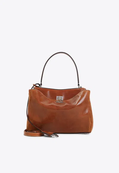 Balenciaga Small Rodeo Leather Shoulder Bag In Brown