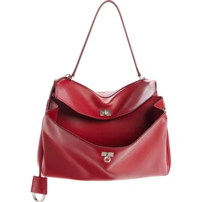 Balenciaga Small Rodeo Leather Top Handle Bag In 6246 Cherry Red