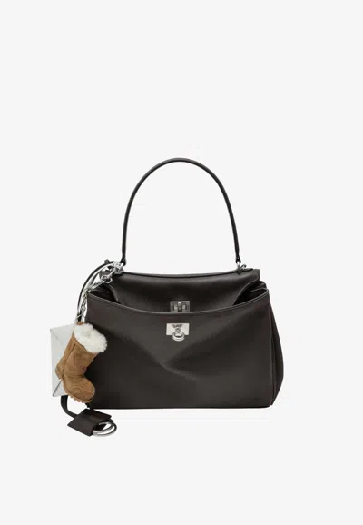 Balenciaga Small Rodeo Waxed Leather Bag In Brown