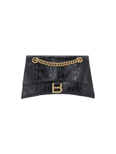 Balenciaga Small Shoulder Bag Crush In Black