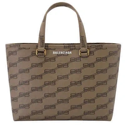 Pre-owned Balenciaga Small Signature East-west Shopper Tote 702699 210dh 2762 In Beige/brown