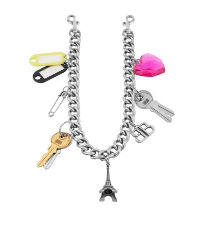 Balenciaga Small Souvenirs Keyring In Metallic