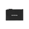 Balenciaga Black Leather Wallet With Logo In Black
