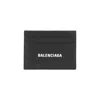 Balenciaga Black Card Holder With Logo Lettering On The Front In Grained Leather Man In Black