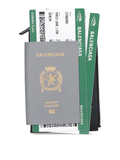 Balenciaga Passport Holder With Document Slots In Gray