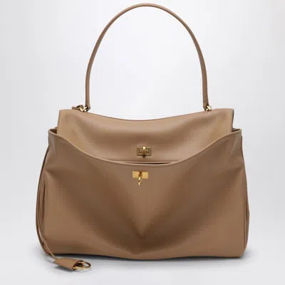 Balenciaga Smooth Coffe Milk Calfskin Large Rodeo Bag Women In Cream
