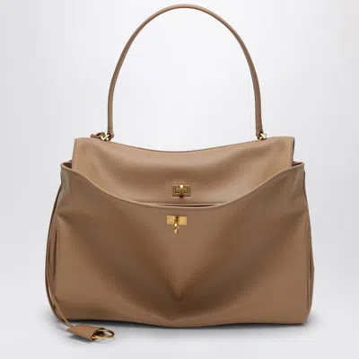 BALENCIAGA BALENCIAGA SMOOTH COFFE MILK CALFSKIN LARGE RODEO BAG