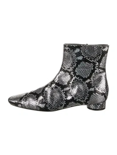 Pre-owned Balenciaga Snakeskin Animal Print Boots In Silver