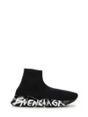 Balenciaga Speed 2.0 Graffiti Recycled Knit Sneaker In Black