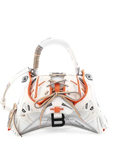 Pre-owned Balenciaga Sneakerhead Top Handle Bag Mesh And Faux Leather Small Shoulder Bag In White