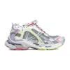 Balenciaga Multi-layered Grey Mesh Sneakers With Vibrant Accents In Multi