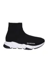 Balenciaga Speed Lt Logo-print Stretch-knit High-top Sneakers In Black