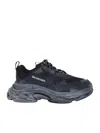 Balenciaga Triple S Runner Leather And Mesh Trainers In Black