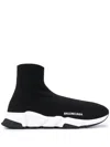 Balenciaga Speed 2.0 Logo-print Glittered Stretch-knit High-top Sneakers In Black