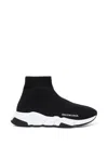Balenciaga Speed Lt Logo-print Stretch-knit High-top Sneakers In Black