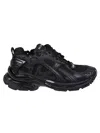 Balenciaga Futuristic Black Sneakers With Textured Overlays And Chunky Sole In Black