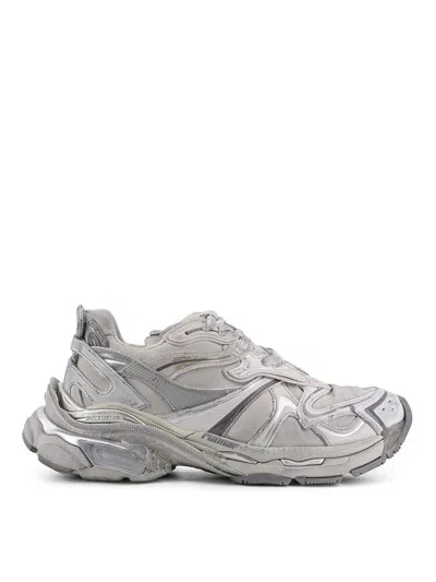 Balenciaga Runner 2.0 Sneakers Grey Silver In Animal Print