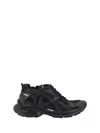 Balenciaga Futuristic Black Sneakers With Textured Overlays And Chunky Sole In Black