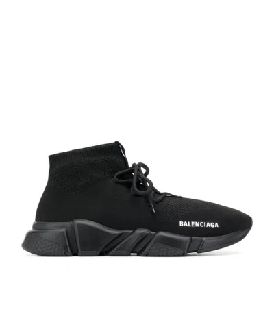Balenciaga Speed Knit Lace-up Mid-top Trainers In Black