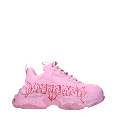 Balenciaga Sneakers Triple S Women Pink And Black Leather In Multi