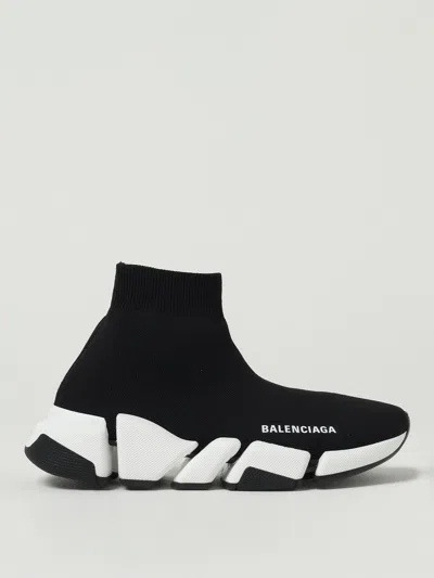 Balenciaga Speed 2.0 Recycled Knit Sneakers With Bicolor Sole In Black