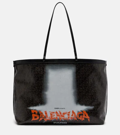 Balenciaga Snob Large Canvas Tote Bag In Brown