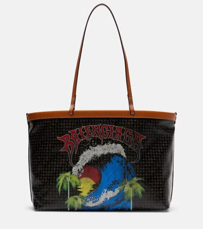 Balenciaga Snob Medium Canvas Tote Bag In Black