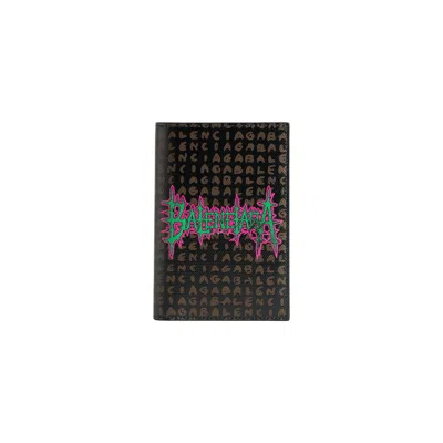 Pre-owned Balenciaga Snob Passport Holder 'black/metal Grass' | Men's Size Onesize